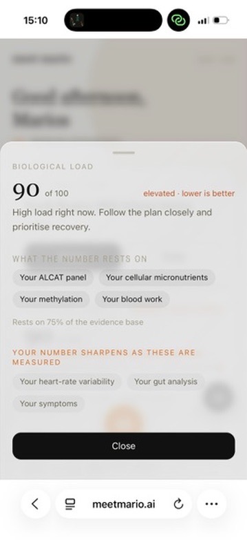 Meet Mario biological load view explaining which measurements inform the indicator