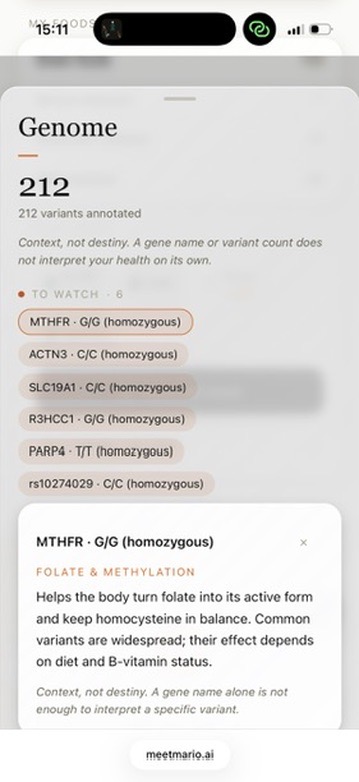 Meet Mario genome view explaining a gene variant in context